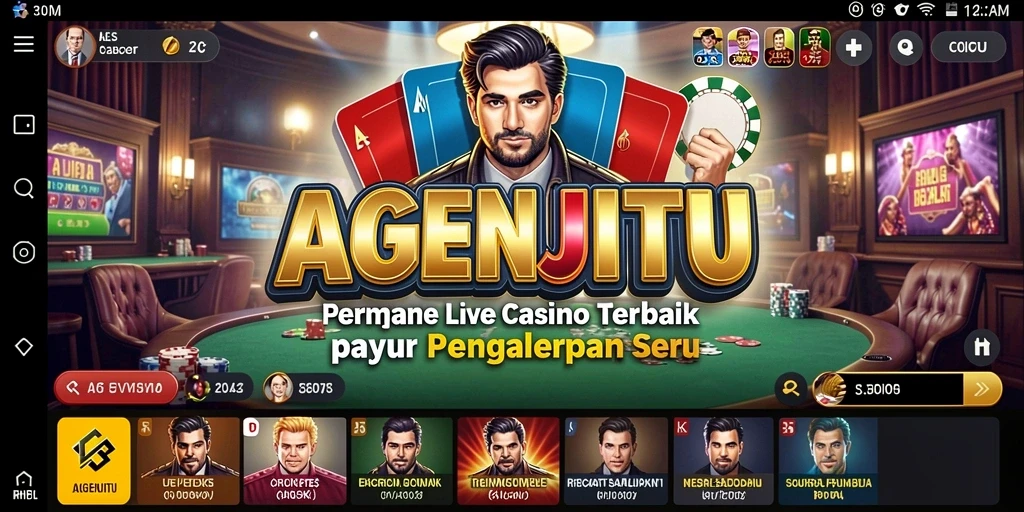 Tampilan gameplay interaktif AGENJITU dalam suasana Live Casino.