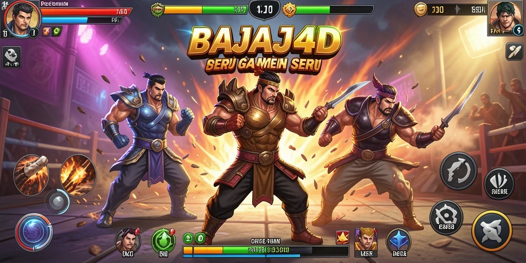 Tampilan gameplay pertarungan sengit dalam BAJAJ4D yang seru.