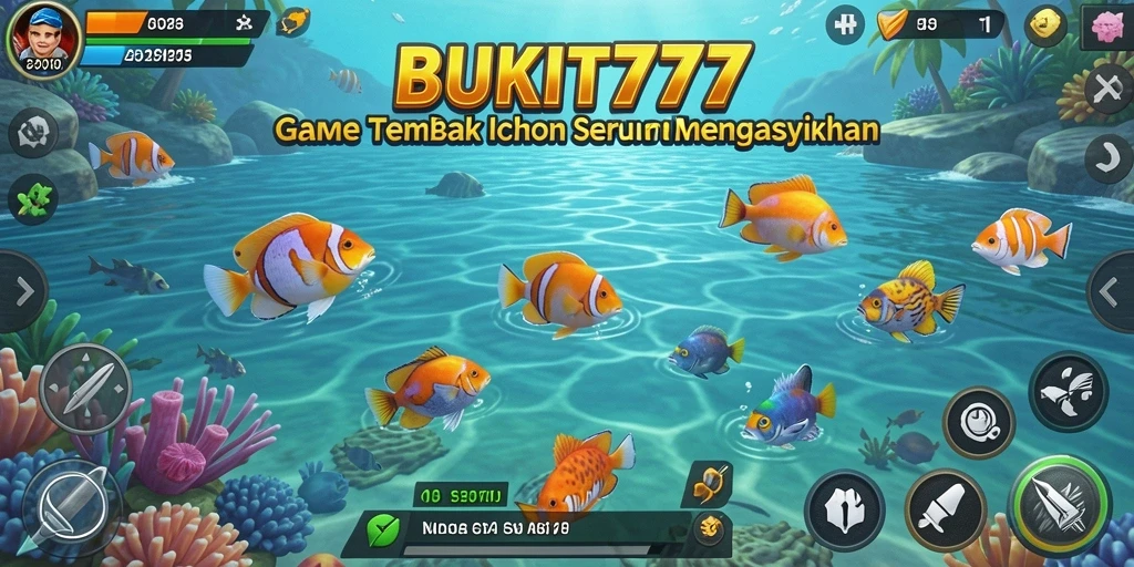 Tampilan gameplay BUKIT777 dengan aksi menembak ikan yang seru.