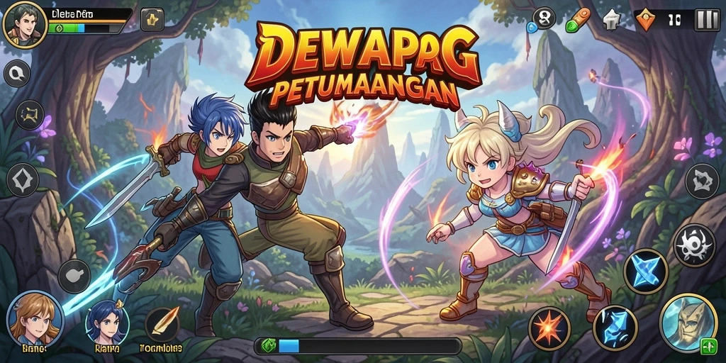 Screenshot DEWAPG menampilkan aksi pertarungan karakter Anime yang seru.