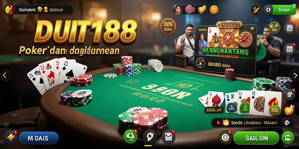 Screenshot dari gameplay DUIT188 menampilkan suasana poker yang realistis.
