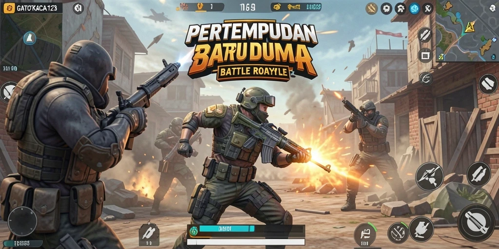 Tampilan aksi seru GATOTKACA123 dalam pertempuran Battle Royale.