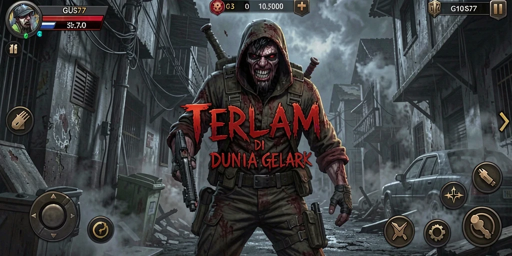 Screenshot menampilkan atmosfer menyeramkan dan gameplay intense GUS77.