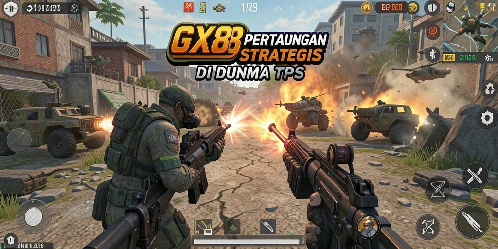 Screenshot GX88 menampilkan aksi mendebarkan dan taktik tim dalam TPS.