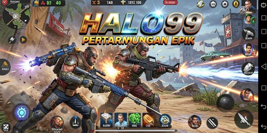 Tangkapan layar menunjukkan aksi intens dalam permainan HALO99.