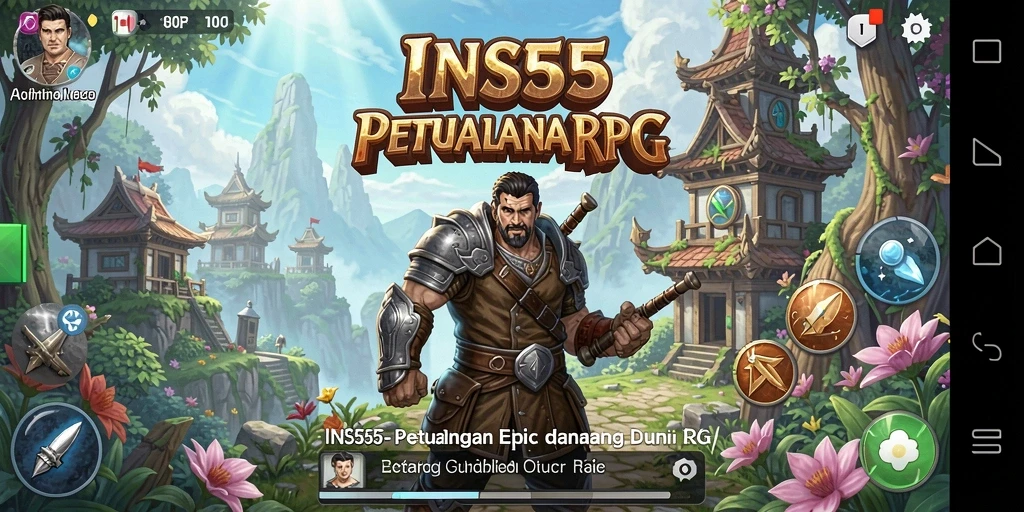 Screenshot gameplay INS55 menampilkan pertarungan epik dalam dunia RPG.
