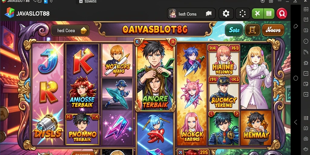 Screenshot gameplay <strong>JAVASLOT88</strong> menampilkan keseruan bermain slot bertema anime.