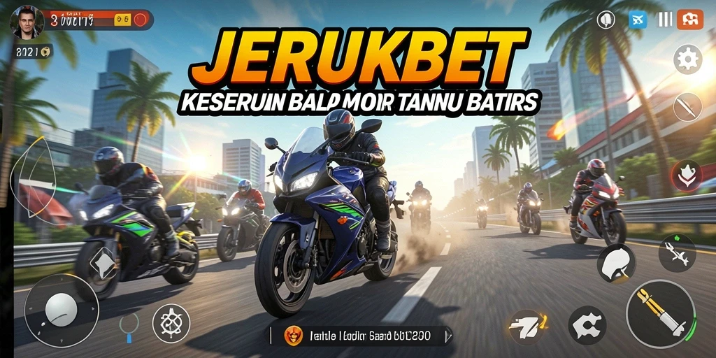 Tampilan seru gameplay balap motor JERUKBET yang mendebarkan.