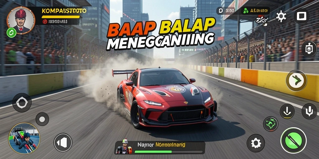 Screenshot KOMPASTOTO dengan aksi balap yang intens dan menegangkan.