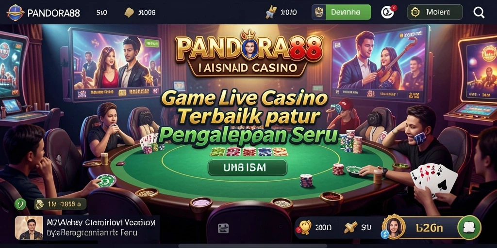 Skrinsut gameplay PANDORA88 yang menunjukkan dealer interaktif dalam permainan Live Casino.