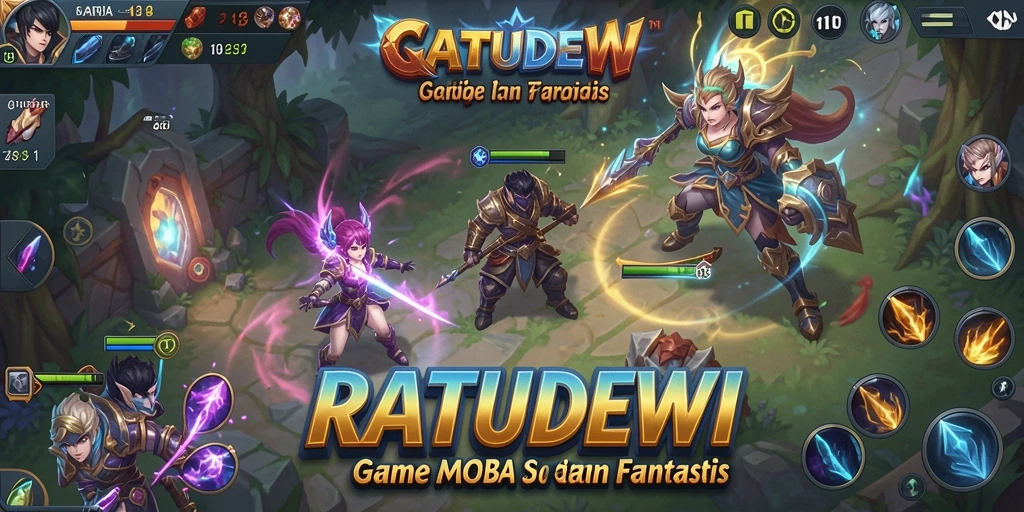 Tangkapan layar gameplay seru dari RATUDEWI di arena MOBA.