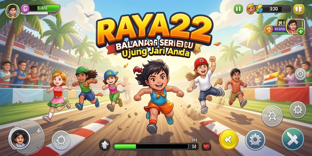 Screenshot dari gameplay RAYA22 dengan balapan penuh adrenalin.