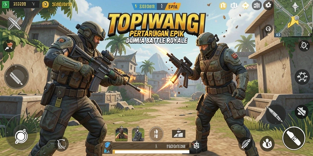 Tampilan gameplay menarik dari TOPIWANGI dalam pertempuran Battle Royale.