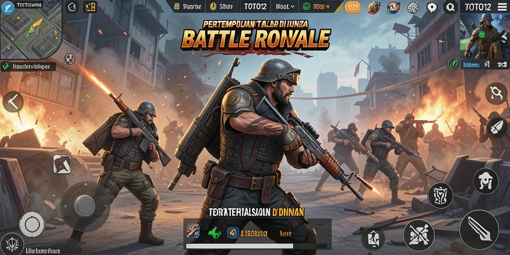 Screenshot TOTO12 menampilkan pertempuran seru dalam mode Battle Royale.